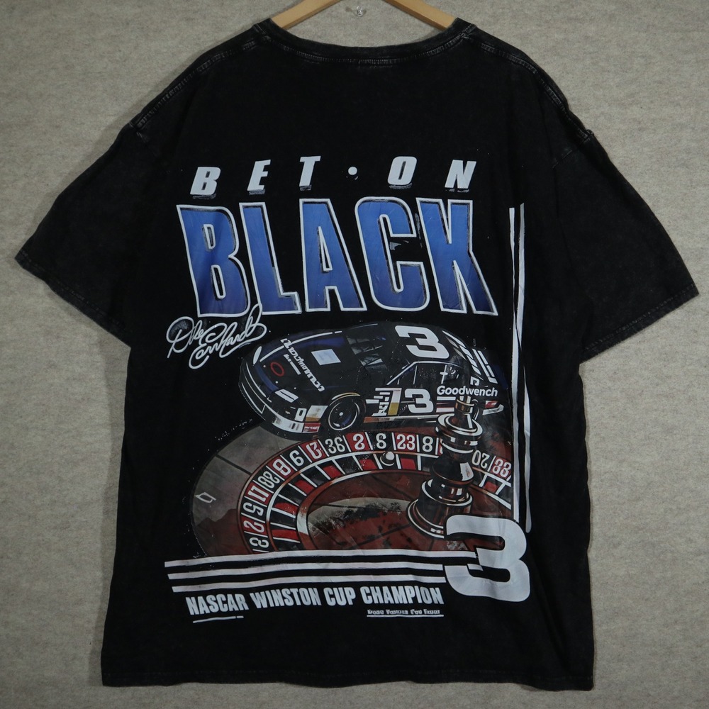 Dale Earnhardt NASCAR T-Shirt Mens 2XL Black Bet On Black Graphic Racing Tee 3